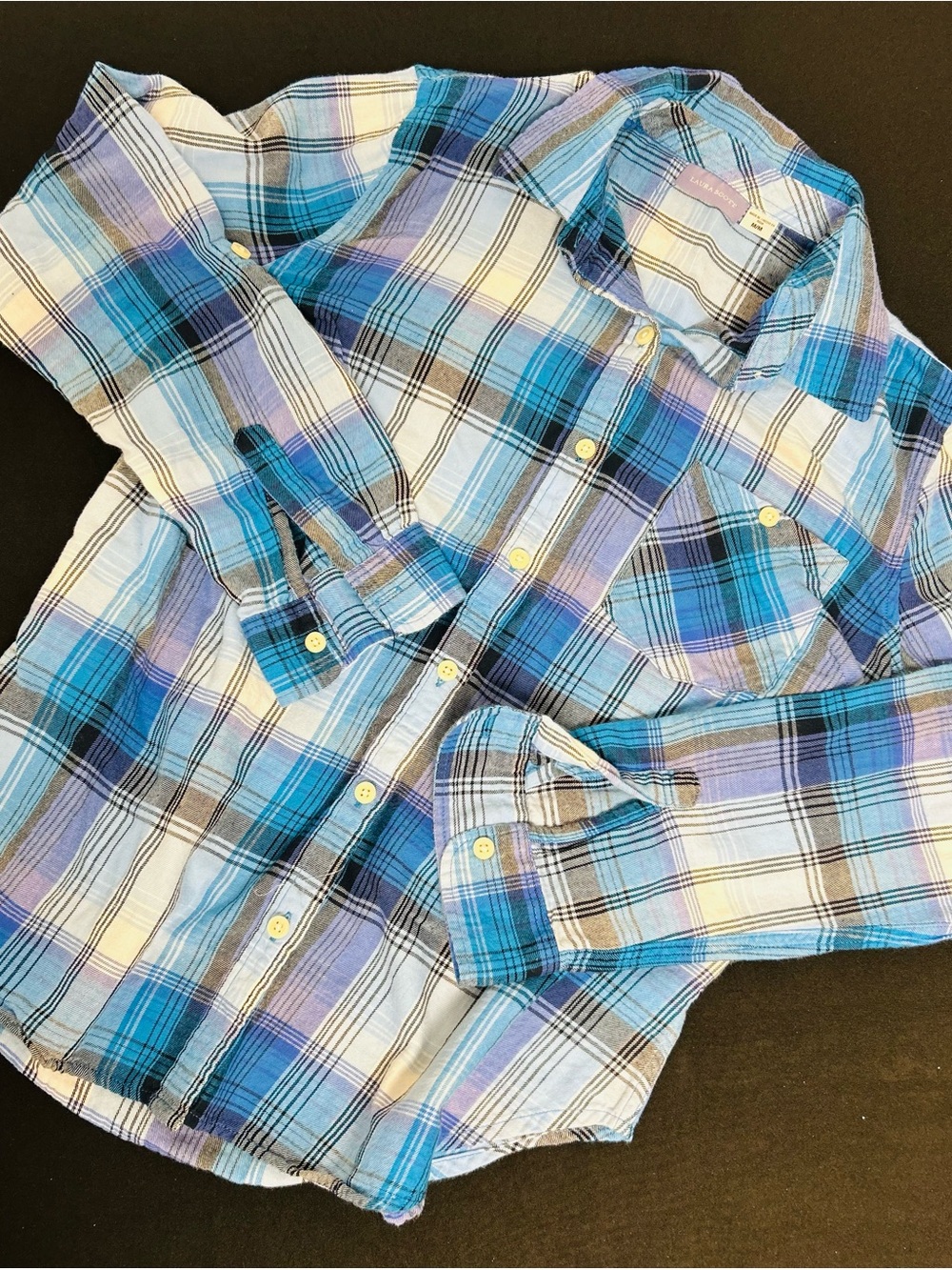 Laura Scott Juniors Blue & Purple Plaid Button-Up Shirt